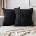 MIULEE Pack of 2 Decorative Throw Pillow Covers 16x16 Inch Soft Boho Striped Textured Corduroy Pillow Covers Modern Farmhouse Home Decor for Couch Bed Sofa Living Room Black