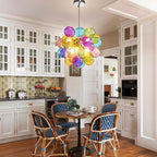 Longree Mini Bubble Ball Chandelier, Dia 20 inch Blown Multicolor Glass Pendant Light Fixture for Bedroom Study Bathroom Dining Room