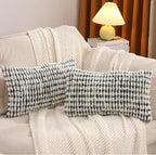LUOYEHK Boho Throw Pillow Covers 12x20 Inch Set of 2 Farmhouse Neutral Lumbar Pillow Covers Chenille Tufted Pillowcase for Couch Sofa Bed Living Room, Green White