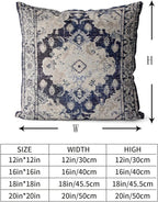 Snycler Boho Throw Pillow Covers 16x16 inch Set of 2 Boho Rug Carpet Double Sided Pattern Cotton Soft Pillow Case Cushion Cover Pillowcase for Couch Sofa Bed Decorative (Navy Blue)