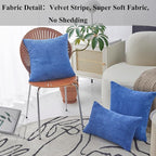 Home Brilliant Blue Pillow Covers Striped Corduroy Euro Sham 24 inch Throw Pillow Cover Decorative Pillow Cases for Bed, 24x24 inch, Blue