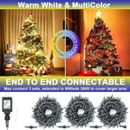 Christmas Lights 300 LED 108FT Color Changing Christmas Tree Lights with Warm White & Multicolor, 11 Modes Waterproof and Connectable Christmas String Lights with Remote for Xmas Decorations