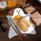 Ghost Marble Cheese Board Charcuterie Cutting Tray Halloween Ghost Marble Serving Decorative for Decoration Charcuterie Kitchen (White)