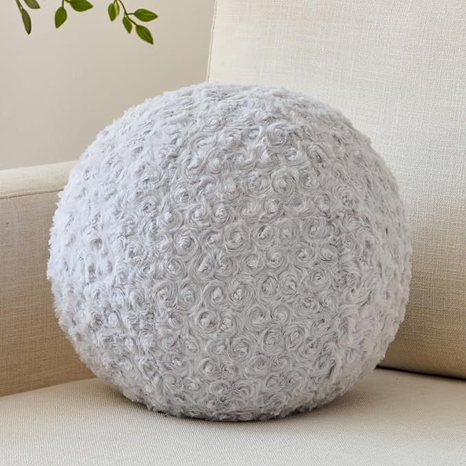 Ball Pillow, Decorative Round Pillow for Couch n, Circle Throw Pillows, Perfect Ball Pillows for Couch, Stylish Decorative Pillows, Versatile Round Throw Pillow (Light Grey, Mini-8.6 Inches)