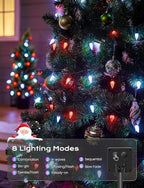 Brightown Solar Operated C6 Strawberry String Lights, 22.64ft 50 LEDs Red White LED Christmas Fairy Lights, Solar Christmas Lights Outdoor, Christmas Decorations for Christmas Tree, Garden Decor