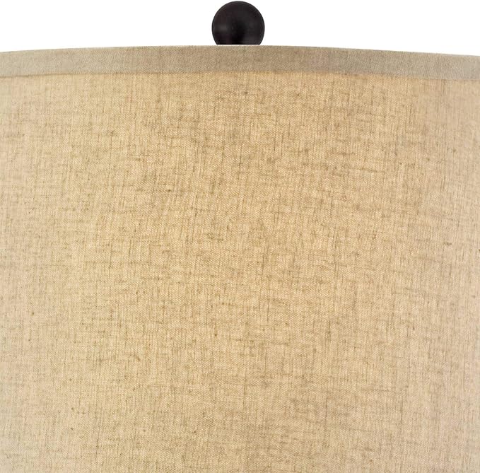 Regency Hill Country Cottage Tropical Natural Table Lamp 29" Tall Brown Woven Wicker Pattern Beige Linen Drum Shade Decor for Living Room Bedroom House Home Dining Office Reading Entryway