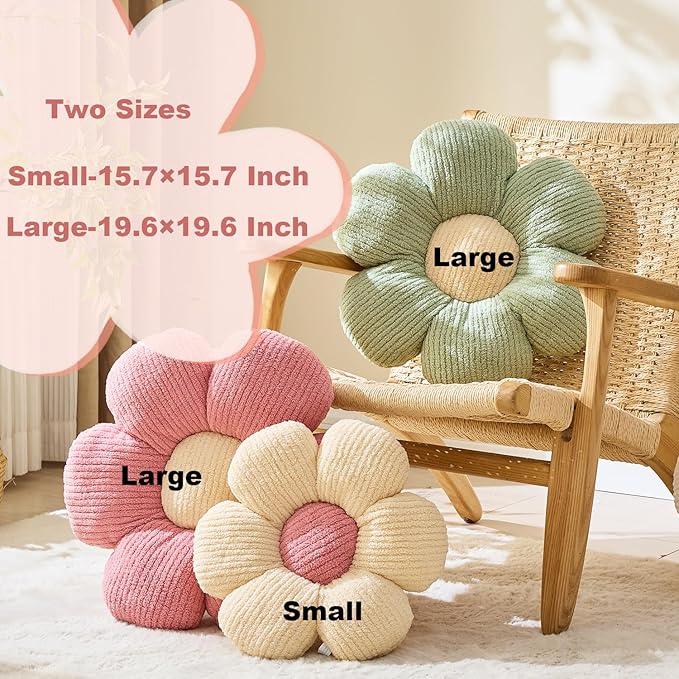 Flower Shaped Pillow - Daisy Decorative Cushion, Soft Seat Cushion, Orange Flower, 15.7"