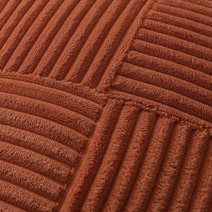 MIULEE Dark Rust Corduroy Pillow Covers Pack of 2 Boho Fall Decorative Spliced Throw Pillows Soft Cross Patchwork Textured Pillowcases Home Decor for Living Room Bed Sofa 14x24 inch