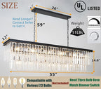 Modern Rectangular Crystal Chandelier, Farmhouse 21 Light Rectangle Chandeliers Hanging Ceiling Light Fixtures for Dining Room Kitchen Island, Living Room, Bedroom