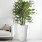 20" Resin Tall Planters for Outdoor Plants,Set of 2 Matt White Large Flower Pots with Handmade Fluted Texture,Heavy-Duty and Resistant for Year Round Indoor, Ideal for Christams Decoratione