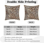 KSLIDS Leopard Print Faux Fur Soft Velvet Throw Pillow Covers Set of 2 Brown Black Cheetah Decorative Pillow Covers 18x18 Inch Animal Pillow Case for Sofa Couch Bedroom Farmhouse Home Decor