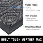 Yimobra Door Mat, Outdoor Indoor Entrance Welcome Mat, Heavy Entry Front Door Mat, Stain & Fade Resistant, Low Profile, Sturdy Rubber, Easy Clean Patio Floor Mat, Waterproof, 36 x 24, Gray