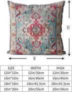 Snycler Boho Throw Pillow Covers 16x16 inch Set of 2 Boho Rug Carpet Double Sided Pattern Cotton Soft Pillow Case Cushion Cover Pillowcase for Couch Sofa Bed Decorative (Rose Red)