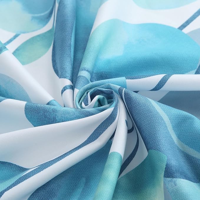 Extra Long Fabric Shower Curtain, Blue Watercolor Eucalyptus Leaves Shower Curtain for Bathroom, 72" W x 84" H