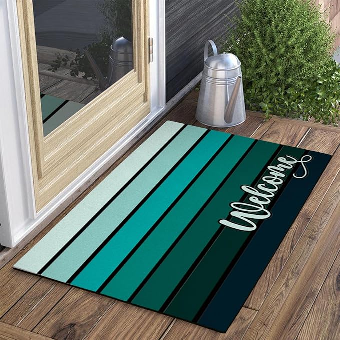 Bulijojo Sage Green Entrance Door Mat Large 17 x 30 Inch Entry Way Doormat Front Door Rug Outdoor Heavy Duty Welcome Mat, Non Slip Rubber Back Low Profile