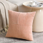 Fancy Homi 2 Packs Peach Samll Decorative Throw Pillow Covers 14x14 Inch with for Couch Bed Sofa, Rustic Farmhouse Boho Home Decor, Soft Corss Patchwork Corduroy Square Cushion Case 35x35 cm