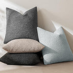 MIULEE 24x24 Decorative Euro Sham Throw Pillows for Bed Set of 2 Textured Boucle Neutral Winter Throw Pillow Covers Light Blue Accent Solid Couch Pillowcases Sofa Livingroom Home Decor