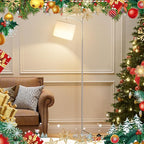60" Floor Lamps with Remote Control & Bulb, Colors Temperature & Brightness Adjustable, White Shade & Silver Pole