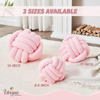 Uvvyui Knot Pillow Ball, Soft Home Decorative Pillows, Round Throw Pillow, Handmade Knotted Plush Pillow, Round Boucle Pillow Cushion (8.6 Inches Pink)