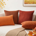 Kevin Textile Fall Lumbar Throw Pillows Cover Autumn Decorative Cushion Covers for Chair/Sofa/Bed/Car Comfortable Corduroy Striped 12 x 20 Inches Burnt Brick Double Pieces