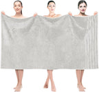 American Soft Linen 35x70 Jumbo Large Bath Towels, 600 GSM 100% Cotton Turkish Bath Sheet, Oversized Luxury Bath Towels for Bathroom Beach and Pool, Silver Grey