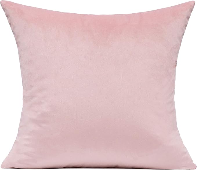 20x20 Set of 2 Velvet Throw Pillow Covers Decorative Cozy Square Soft Solid Cushion Cases Home Decorations for Sofa Couch Teen Bedroom Car, Pink
