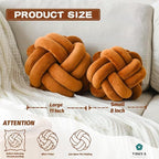 Knot Pillow Ball, Soft Decorative Throw Pillows Cushion, 11 Inch Round Plush Knotted Pillows Caramel Pillow, Modern Home Throw Knot Decorative Cushion for Bedroom, Sofa, Couch