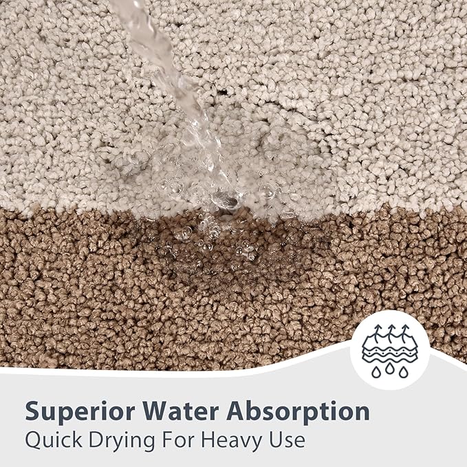 Bathroom Rugs 20" x 30", Non-Slip Extra Soft Absorbent Bath Rugs, Machine Washable Quick Dry Bath Mats for Bathroom Floor, Shower, Bathtub and Sink, Beige & Grayish Brown