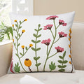Adabana Neutral Decorative Floral Pillow Covers 18x18 Inch Boho Embroidered Throw Pillow Cover Farmhouse Couch Cushion Cases for Bed Sofa Bedrrom Living Room Decor,Spring Green