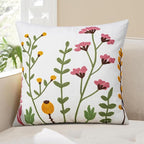 Adabana Neutral Decorative Floral Pillow Covers 18x18 Inch Boho Embroidered Throw Pillow Cover Farmhouse Couch Cushion Cases for Bed Sofa Bedrrom Living Room Decor,Spring Green
