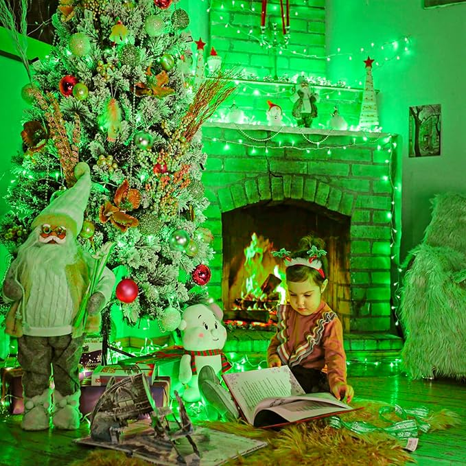 800 LED Christmas Lights Outdoor Indoor, String Lights for Outside with 8 Modes Waterproof, Plug in Twinkle Light Clear Wire for Xmas Tree, Patio, Garden, Party Decorations, Green