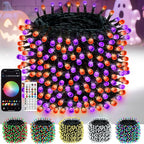 Smart Color Changing Halloween Lights, 206FT 600LED App Control RGB LED String Light with Remote & Timer, Music Sync Multiple Modes Twinkle Christmas Tree Light Waterproof Halloween Decorations