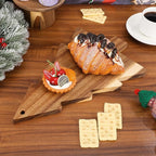 iplusmile Christmas Tree Cutting Board for Kitchen - Acacia Wood Charcuterie Board Platter Wine Holder - Tree Shaped Holiday Decor Block Cheese Serving Tray for Vegetables Fruit Salad Snack