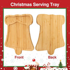 Christmas Serving Tray, Bell Shape Charcuterie Board, Bamboo Serving Platter Dish for Holiday Party Food Tray for Cheese Snack Fruit 10 x 8.7 x 0.6 Inches