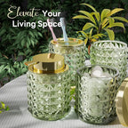 Bathroom Accessory Set with Plastic Wicker Basket,Glass Bathroom Accessories Set Green Bathroom Sets Bathroom Set, Diamond Soap Dispenser and Toothbrush Holder Set for Bathroom Decor