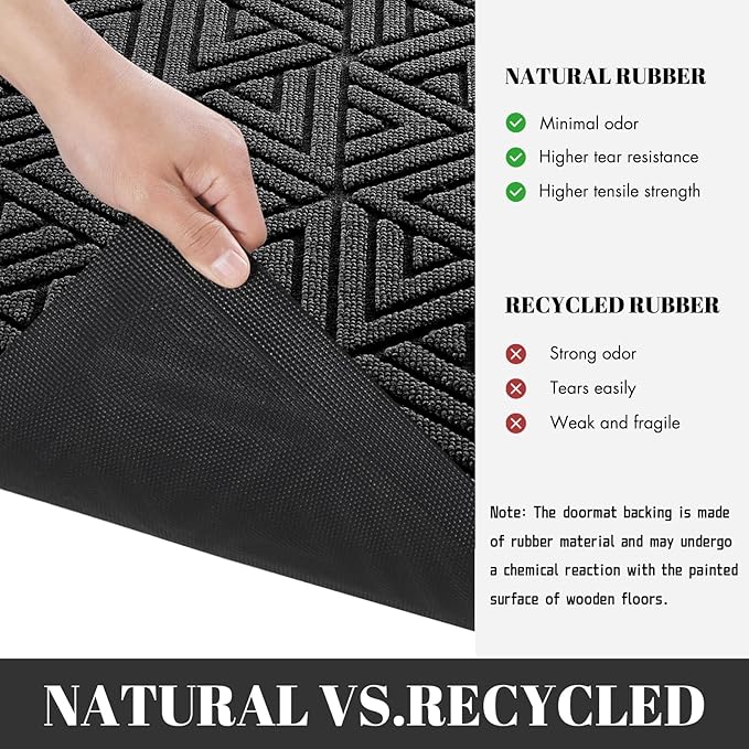 Yimobra Outdoor Mats for Front Door, Stops Mud & Dirt at Entrance, Fits Garage & Patio, All-Weather Waterproof Non Slip Outdoor Indoor Welcome Mat, 29.5x17 Black