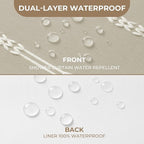 downluxe Linen Texture 3 in 1 Farmhouse Shower Curtain Set with Tassel, Boho Fabric Shower Curtains for Bathroom, Taupe, 60W x 72L