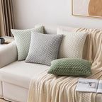 MIULEE Pack of 2 Decorative Throw Pillow Covers 16x16 Inch Soft Boho Striped Textured Corduroy Pillow Covers Modern Farmhouse Home Decor for Couch Bed Sofa Living Room Light Green