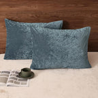 PHF Truly Velvet Pillowcases Standard Size, No Insert, 2 Pack Ultra Soft Breathable Pillow Shams Covers with Envelope Closure, 20" X 26" Luxury Cozy Warm Fuzzy Flannel, Stormy Blue