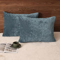PHF Truly Velvet Pillowcases King Size, No Insert, 2 Pack Ultra Soft Breathable Pillow Shams Covers with Envelope Closure, 20" X 36" Luxury Cozy Warm Fuzzy Flannel, Stormy Blue