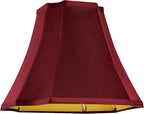GO&SO Medium Burgundy Red Lampshade Square Cut Corner Lamp Shade for Floor and Table Lamps, 6.5x13.2x10.6", Burgundy, Natural Faux Silk Octagonal & Bell Lampshade,Easy Assembly Required