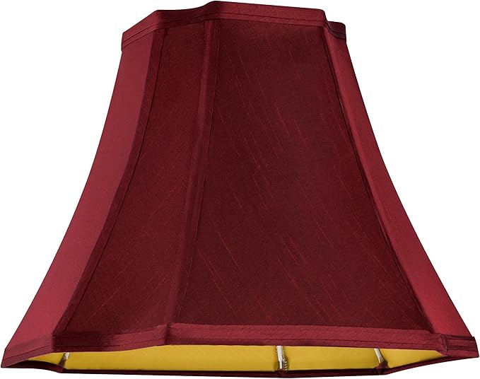 GO&SO 13.2" Medium Burgundy Lampshades Red,Square Cut Corner Lamp Shades for Floor and Table Lamps, 6.5x13.2x10.6", Burgundy, Natural Lampshade Replacement, Easy Assembly Required (Set of 2)
