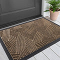 Smiry Front Door Mat Indoor Outdoor Entrance, Heavy Duty Natural Rubber, Sturdy Trap Dirt, Moisture Doormat and Easy Clean Low Profile Patio Porch Entryway Mat, 29.5x17 Inch, Brown/Geometric