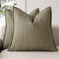Foindtower Set of 2 Decorative Cotton Waffle Weave Throw Pillow Covers Euro Shams Cushion Covers Accent European Pillowcase for Bed Couch Sofa Bedroom Living Room Home Decor 18×18 Inch Olive Green