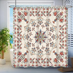 Boho Shower Curtain Floral Pattern Fabric Curtain for Bathroom Plant Theme Religion Floral Shower Curtain Sets Waterproof Decor 72x84Inch