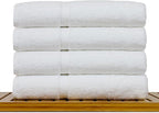 Bare Cotton Luxury Hotel & Spa Towel 100% Genuine Turkish Bath Towels Dobby Border, White, Set of 4