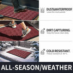 Yimobra Large Door Mat Outside Entrance 36x24, Waterproof Heavy Duty Outdoor Mats for Front Door, Non Slip Rubber Entry Mat for Garage Patio Indoor, Easy Clean, Black Red