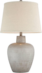 Regency Hill Glenn 27" Tall Urn Natural Cottage Southwestern Table Lamps Set of 2 WiFi Smart Socket Gray Terra Cotta Living Room Bedroom Bedside Nightstand House Office Home Reading Beige Shade