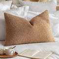MIULEE Textured Boucle Throw Pillow Cover Brown Accent Solid Lumbar Pillow Case Decorative Vintage Soft Pack of 1 Couch Cushion Mid Century Chair Sofa Bedroom Livingroom Home Decor,24x16 Inch