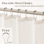 Cream 96 Inch Shower Curtain Linen Extra Long Shower Curtains for Bathroom Boho Farmhouse Natural Ivory Water Repellent Extra Tall Drapes 72x96 Inches Long with Hooks 8 Ft